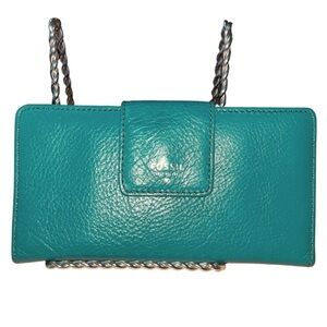 Vtg.Fossil Logan Tab Clutch Wallet in Tranquil Teal / Infinite Pink/Fig Interior